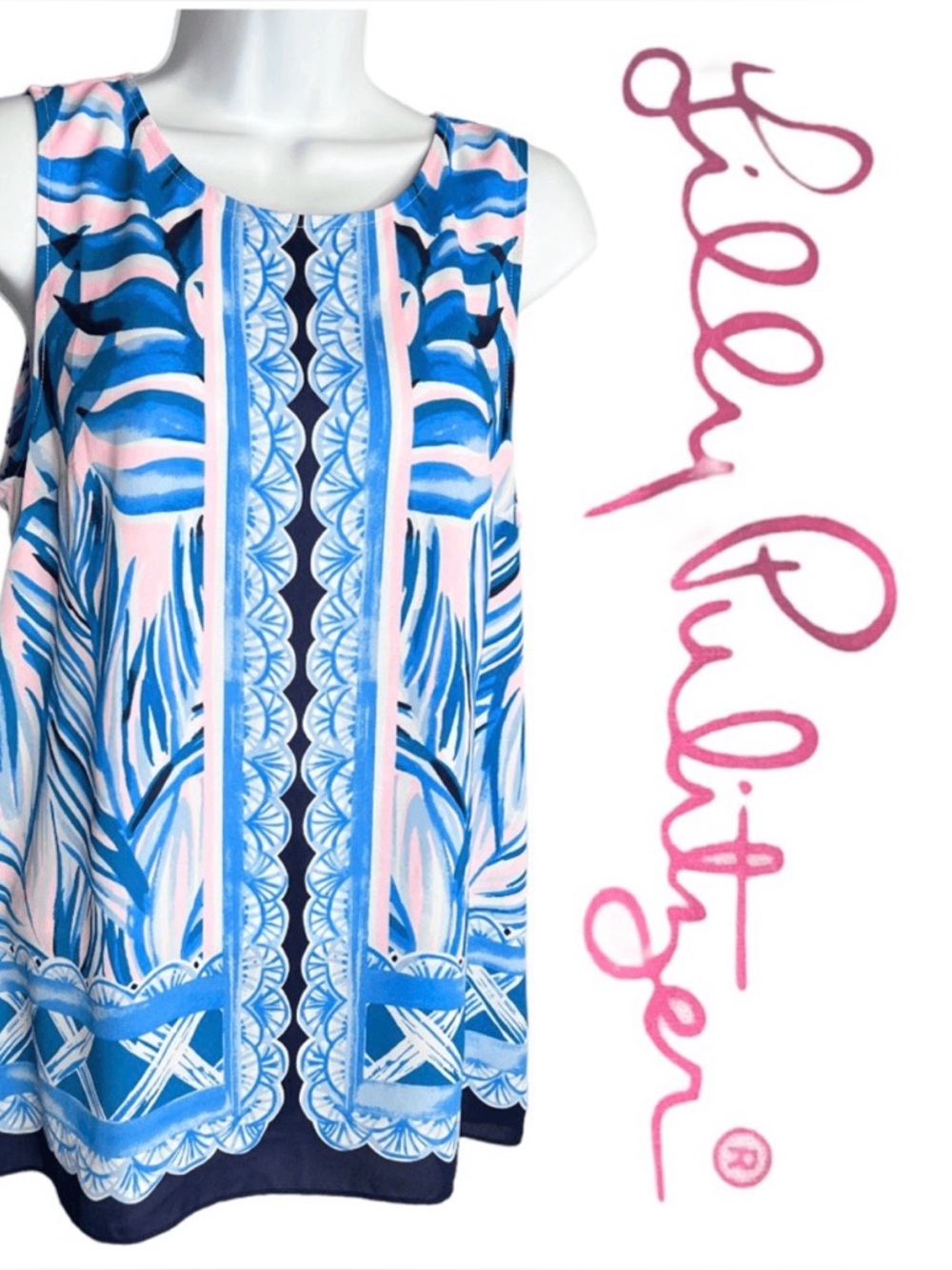Lilly Pulitzer Iona Top in Pink Tropics Blue and Pink Sleeveless